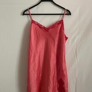 Victoria’s Secret Red Satin Lace Trim Slip Dress – Size L